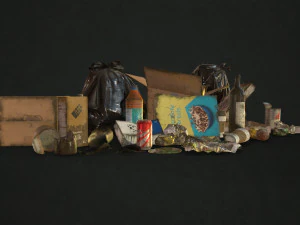 urban trash with garbage bags - low poly 3D Model