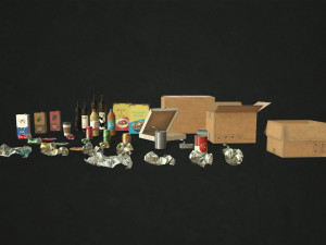 urban trash with garbage bags - low poly 3D Model