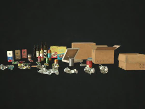 urban trash with garbage bags - low poly 3D Model