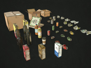 urban trash with garbage bags - low poly 3D Model