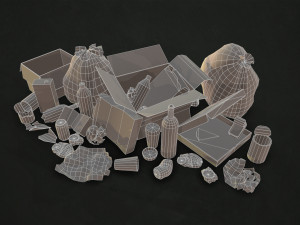 urban trash with garbage bags - low poly 3D Model