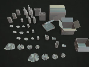 urban trash with garbage bags - low poly 3D Model