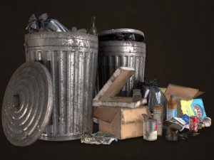 urban trash pack vol 1 - low poly 3D Model