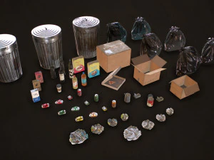 urban trash pack vol 1 - low poly 3D Model