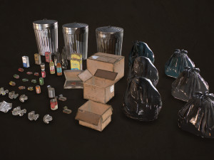 urban trash pack vol 1 - low poly 3D Model
