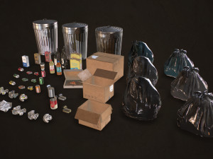 urban trash pack vol 1 - low poly 3D Model
