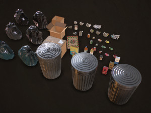 urban trash pack vol 1 - low poly 3D Model