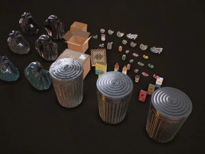 urban trash pack vol 1 - low poly 3D Model