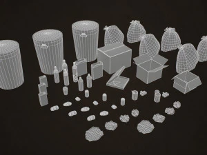 urban trash pack vol 1 - low poly 3D Model