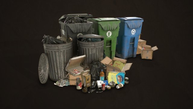 urban trash pack vol 2 - low poly 3D Model .c4d .max .obj .3ds .fbx .stl .blend 