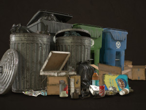 urban trash pack vol 2 - low poly 3D Model
