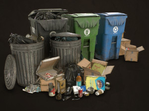 urban trash pack vol 2 - low poly 3D Model