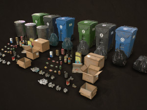 urban trash pack vol 2 - low poly 3D Model