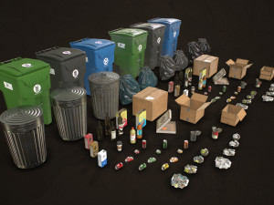 urban trash pack vol 2 - low poly 3D Model