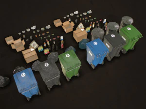 urban trash pack vol 2 - low poly 3D Model
