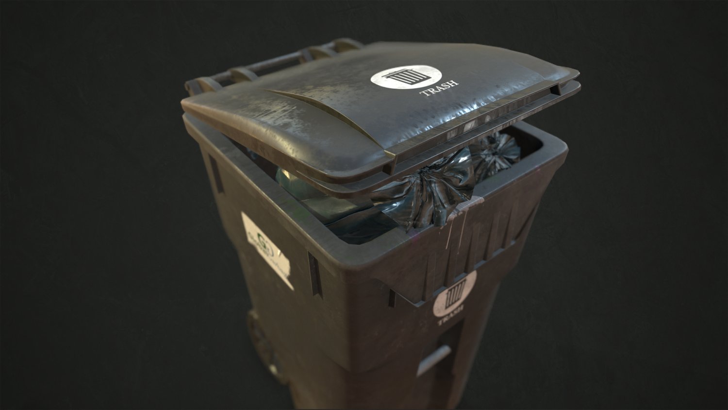 95 Gallon Wheeled Trash Can 3D model