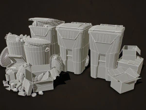 urban trash pack vol 2 - low poly 3D Model