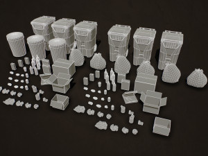 urban trash pack vol 2 - low poly 3D Model