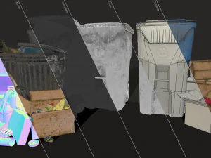 urban trash pack vol 2 - low poly 3D Model