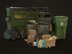 urban trash pack vol 3 - low poly 3D Model