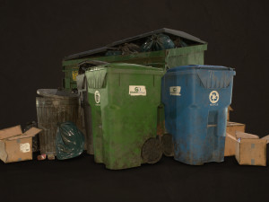 urban trash pack vol 3 - low poly Modello 3D