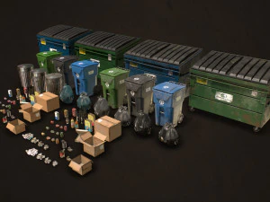 urban trash pack vol 3 - low poly 3D Model