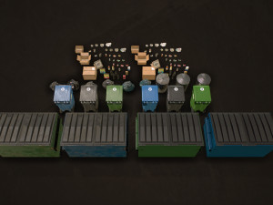 urban trash pack vol 3 - low poly Modello 3D