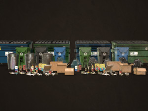 urban trash pack vol 3 - low poly Modello 3D