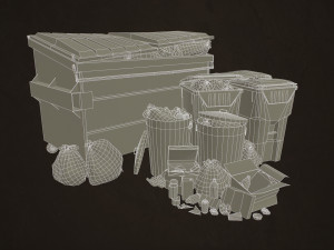 urban trash pack vol 3 - low poly Modello 3D