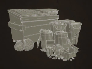 urban trash pack vol 3 - low poly 3D Model