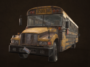 Abandoned school bus - low poly Modello 3D