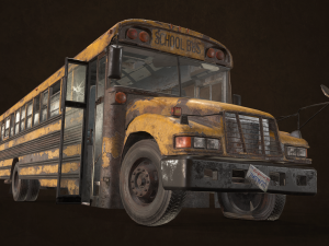 Abandoned school bus - low poly 3D 모델