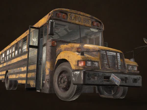 Abandoned school bus - low poly 3D Model
