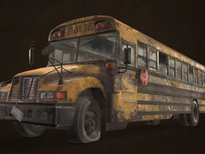 Abandoned school bus - low poly 3D Model