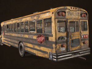 Abandoned school bus - low poly 3D 모델
