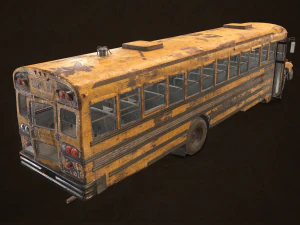 Abandoned school bus - low poly 3D Model