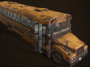 Abandoned school bus - low poly 3D Model