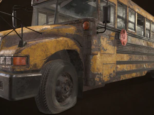 Abandoned school bus - low poly 3D Model