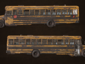 Abandoned school bus - low poly 3D 모델