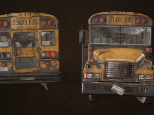 Abandoned school bus - low poly 3D 모델