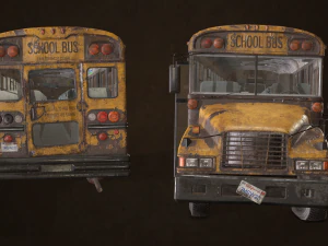 Abandoned school bus - low poly 3D Model