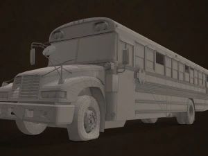 Abandoned school bus - low poly 3D Model