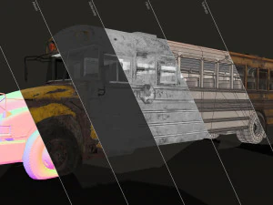 Abandoned school bus - low poly 3D Model