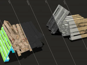 wooden pallets - low poly 3D Model