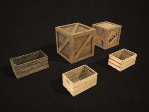 wooden crates - low poly 3Dモデル