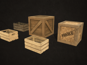 wooden crates - low poly 3Dモデル