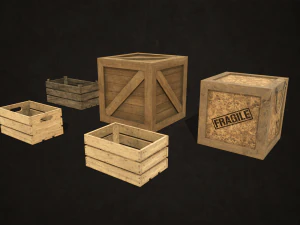 wooden crates - low poly 3D Model