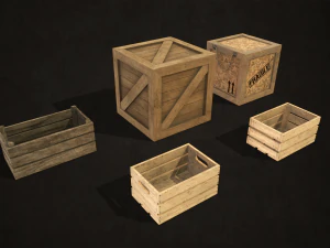 wooden crates - low poly 3D Model