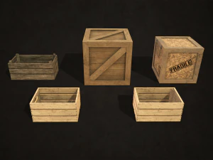 wooden crates - low poly 3D Model