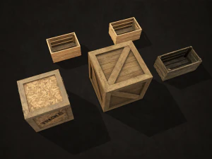 wooden crates - low poly 3D Model